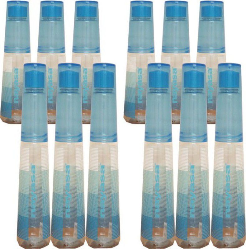 NAYASA glass bottle 1000 ml Bottle  (Pack of 12, Blue, Plastic)