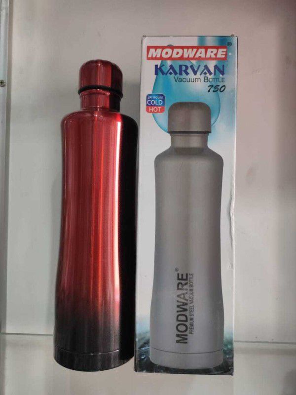 MODWARE Hot And Cold Vaccum 750 ml Bottle  (Pack of 1, Red, Steel)