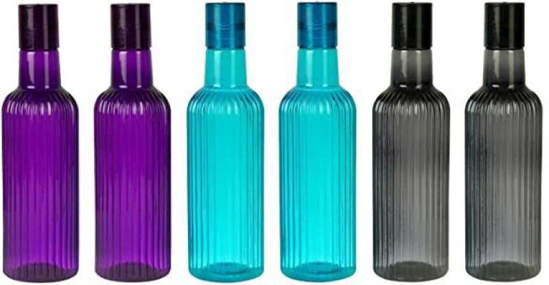 RADHE ENTERPRISE HEXA WATER BOTTLE PACK OF 6 BPA FREE 1 LTR FRIDGE WATER BOTTLE - (MULTICOLOUR) 1000 ml Bottle  (Pack of 6, Multicolor, PET)