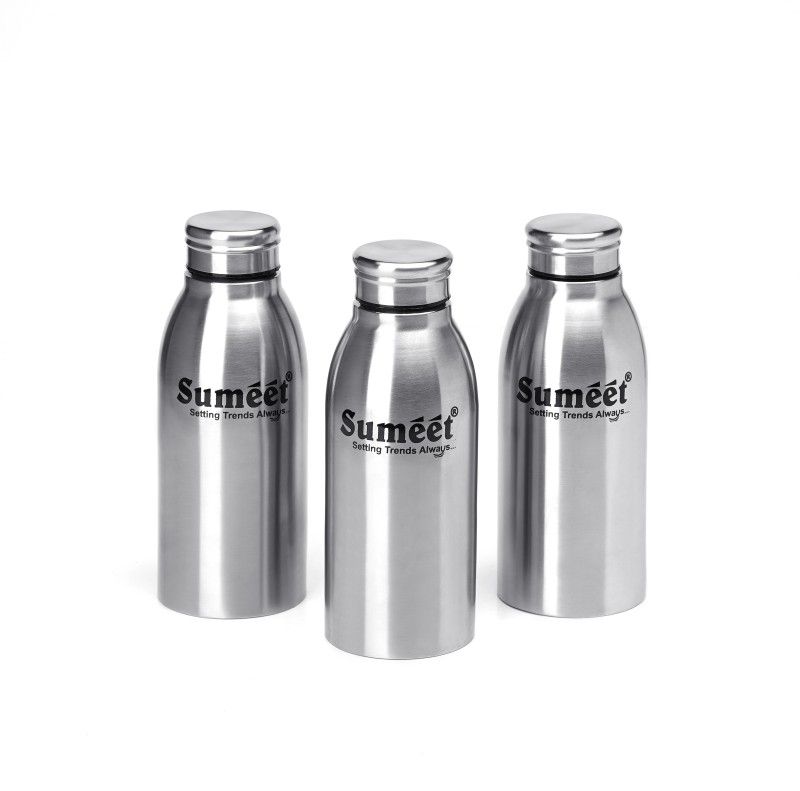 Sumeet Sleek Stainless Steel Leak-Proof Water Bottle / Fridge Bottle - 550ml -Pack of 3 1650 ml Bottle  (Pack of 3, Steel/Chrome, Steel)