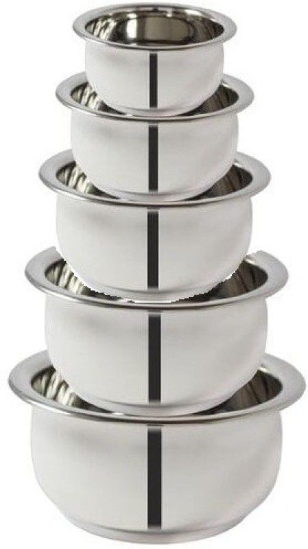 Nirvika 5 pcs Stainless steel handi Urli Tope Cookware Set vessels/tapeli/pateli Handi 0.4 L, 0.65 L, 0.85 L, 1.2 L, 1.65 L  (Stainless Steel)