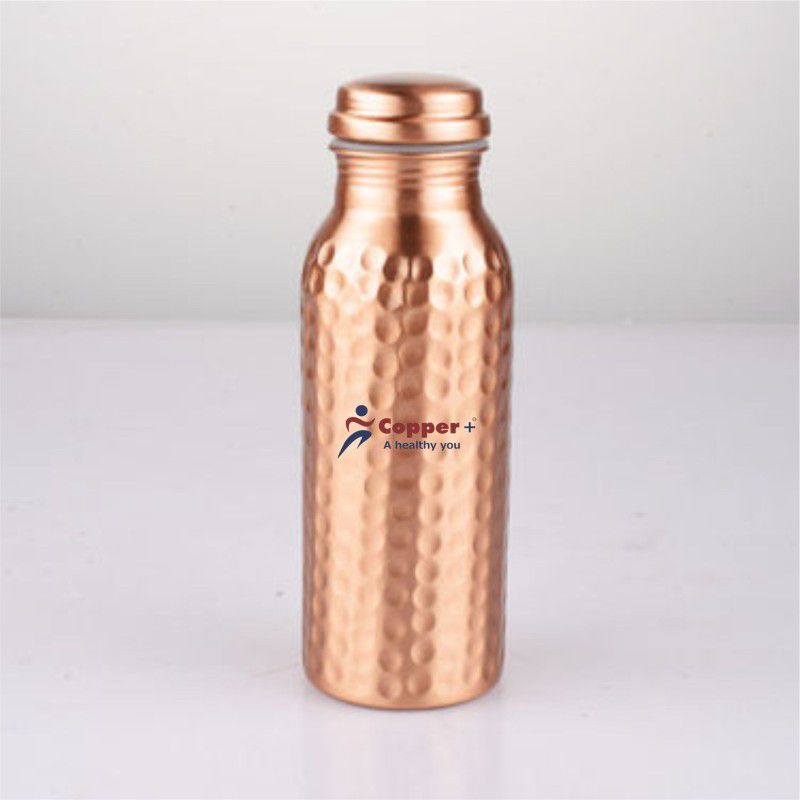 copper+ HAMMERED COPPER BOTTLE 600 ml Bottle  (Pack of 1, Copper, Copper)