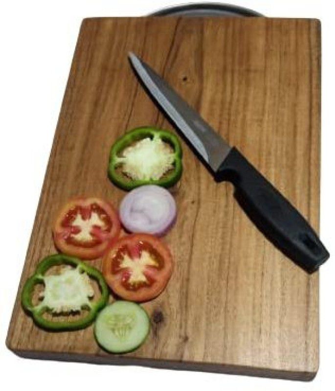 M R Enterprises Wooden Chopping Board with SS Handle, Vegetable Chopping Board for Kitchen Wooden Cutting Board  (Brown Pack of 1)