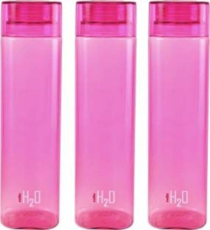 cello H2o Squaremate Water Bottle, 1000 ml , Set of 3, pink color (Pack of 3, Pink) 1000 ml Bottle  (Pack of 3, Pink, Plastic)