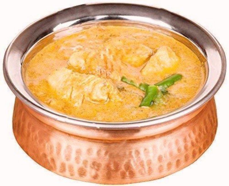 Advika Handicraft Handmad Steel Copper Dish Serving Handi Set Of ||8||Each-Capacity 400 ML|| for Daal Curry use Restaurant Home Garden Handi 0.4 L  (Copper, Steel)