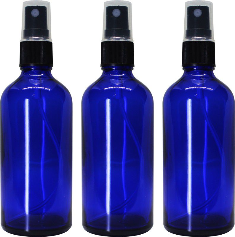nsb herbals Blue Glass Bottle + Spray Pump + Dust Cap for DIY Perfumes, Oils, Multipurpose Use 100 ml Spray Bottle  (Pack of 3, Blue, Glass)