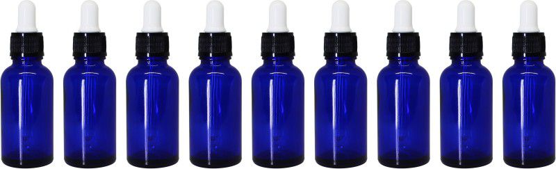 nsb herbals Blue Glass Bottle + Black Cap + White Teat for DIY Perfume, Oil Multipurpose Use 30 ml Bottle  (Pack of 9, Blue, Glass)