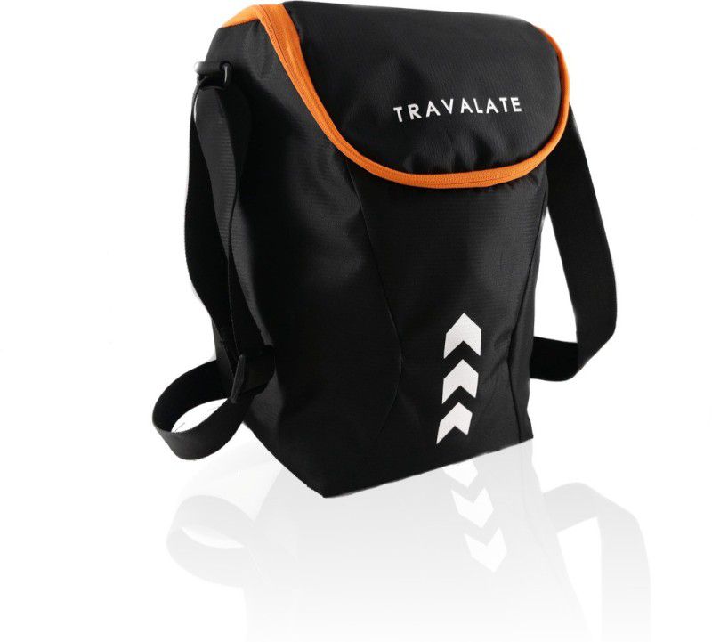 Travalate Waterproof Lunch Bag for Office Men and Women- Thermally Insulated Tiffin Bag (Black Orange) 12 Litres Polyester Storage Pouch  (Pack of 1)