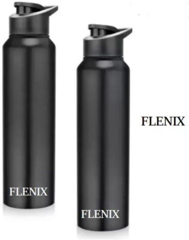 FLENIX Single Walled Stainless Steel Fridge for Home, Office ,School BOTTLE (PACK OF 2) 750 ml Flask  (Pack of 2, Black, Steel)