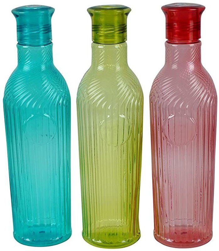 TIRTHA COLLECTION Gold Coin Bottle Set Of 3 1000 ml Bottle  (Pack of 3, Multicolor, Plastic)