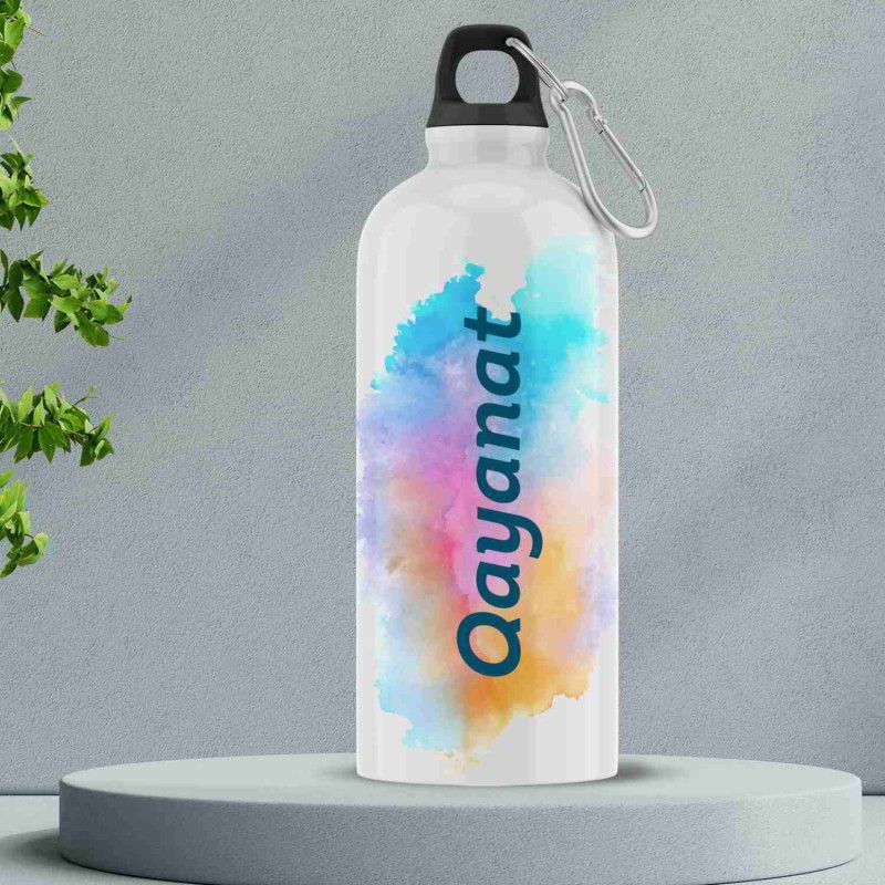 Ashvah Sipper/Water Bottle - Best Happy Birthday Gift for Kids, Name - Qayanat 600 ml Flask  (Pack of 1, White, Aluminium)