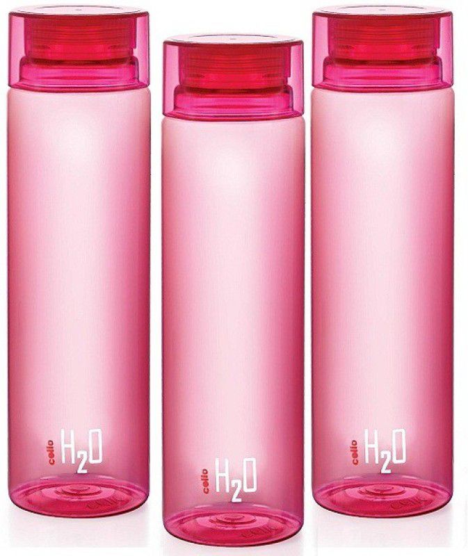cello H20 1000 ml Bottle  (Pack of 3, Pink, Plastic)