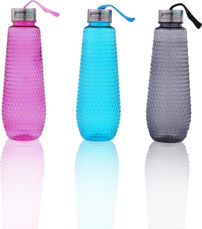 Primelife plastic water bottle set of 3 1000 ml Bottle  (Pack of 3, Multicolor, Plastic)