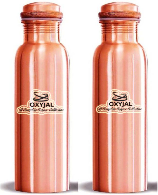 Oxyjal Branded Pure Copper Bottle For Make Water Pure Mineral 1000 ml Bottle  (Pack of 2, Brown, Copper)