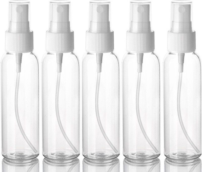 zabb 100ml PET Bottle With Mist Spray with Dust Cap - P 100 ml Spray Bottle  (Pack of 5, White, PET)