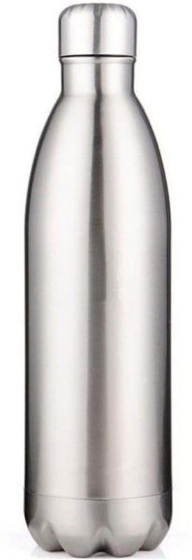 FOBHIYA Double Wall Vacuum Insulated Stainless Steel Bottle Flask, Hot & Colds Water 1000 ml Bottle  (Pack of 1, Silver, Steel)