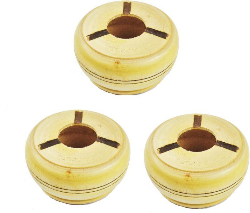Real Craft Wooden Handmade Ashtray with Cigarette Holder Yellow Wood Ashtray  (Pack of 3)