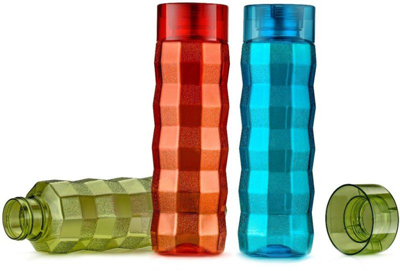 lockdown A1 1000 ml Water Bottles (Set of 3, Multicolor) 1000 ml Bottle  (Pack of 3, Multicolor, Plastic)