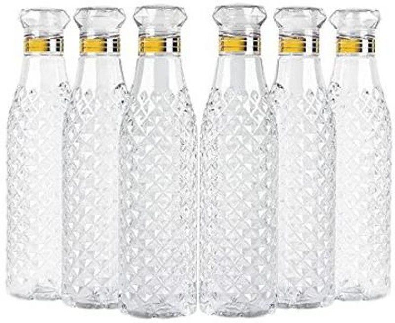riyafitness Diamond design Pet Water Bottle, Set of 6, 1 Litre Each, 1000 ml Bottle  (Pack of 6, Clear, Plastic)