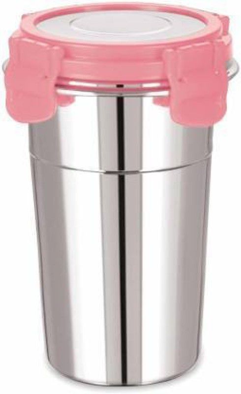 francis Ice Pink Tumbler With Straw And Brush - 600 ml Steel Utility Container 600 ml Bottle  (Pack of 1, Pink, Steel)