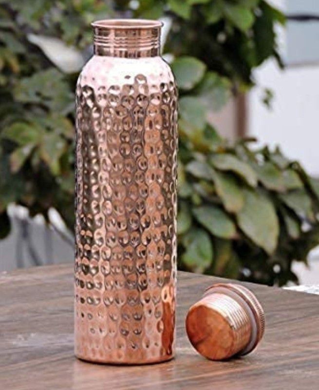 Matel world Hammered copper bottle 1000 ml Bottle  (Pack of 1, Copper, Copper)
