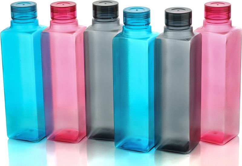 PLASTIC CAP WATER BOTTLE 6 PIC MULTI COLOR 1000 ml Bottle  (Pack of 6, Multicolor, Plastic)