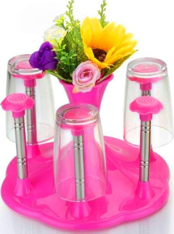 VEDITM Glass and Organiser for Glasses and Cutlery Glass Stand Cup stand PINK Steel, Plastic Glass Holder