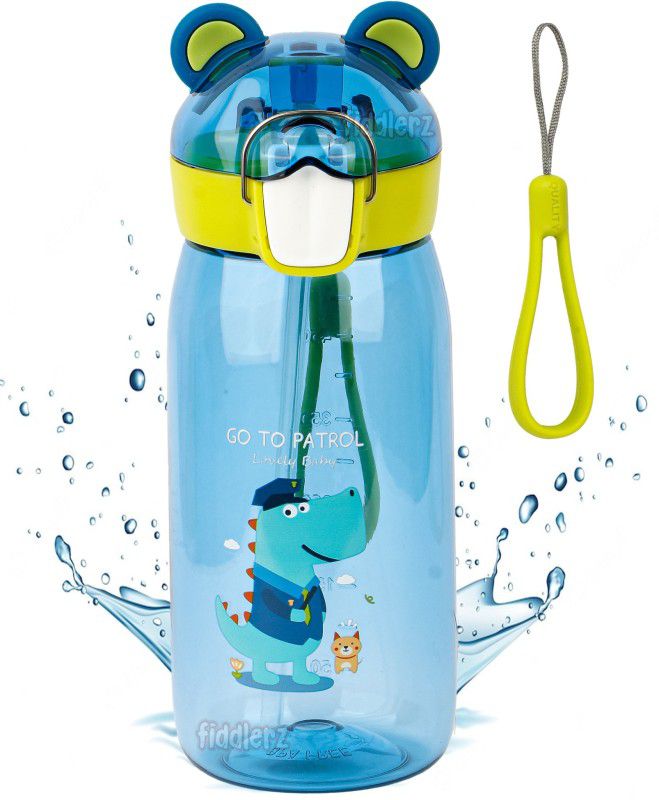 FIDDLERZ Water Bottle for Kids Cute Teddy Shape Anti-Leak (Green) 550 ml Bottle  (Pack of 1, Blue, Tritan)