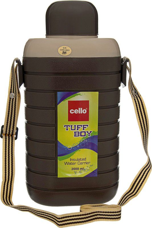 cello TUFF BOY Insulated Water Carrier 2000 ml Bottle  (Pack of 1, Brown, Plastic)