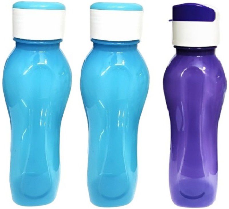 M.C. PIPWALA Fridge Bottle-2Blue Bottles with DC Caps and 1Purple Bottle with Flip Top Cap 500 ml Bottle  (Pack of 3, Purple, Blue, PET)