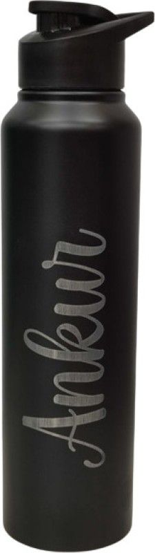 INCRIZMA Engraved [Name of Ankur ] Stainless Steel, Single Walled 1000 ml Bottle  (Pack of 1, Black, Steel)
