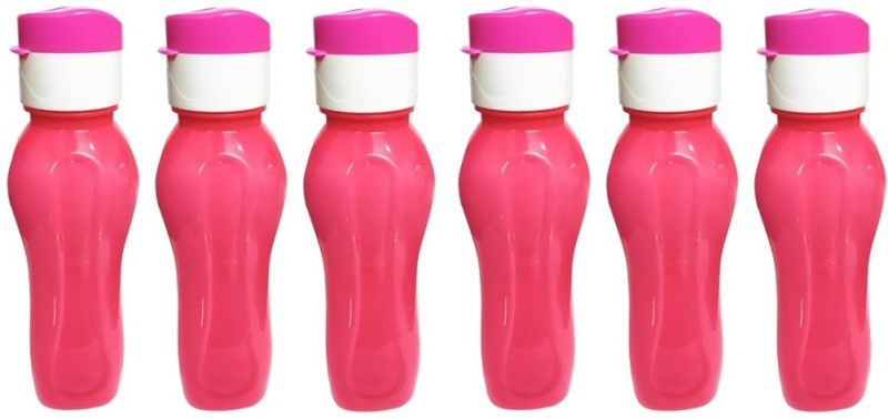 M.C. PIPWALA Fridge Bottle-500 ml 6 pink Bottles with fliptop Caps 500 ml Bottle  (Pack of 6, Pink, PET)