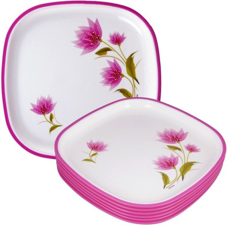 NAYASA Flower Plate Set  (Pack of 6, Microwave Safe)