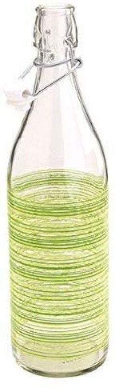 Cerve Designer Glass Water Bottle with Swing Top Stoppers -1000 ML (Green) 1000 ml Bottle  (Pack of 1, Clear, Glass)