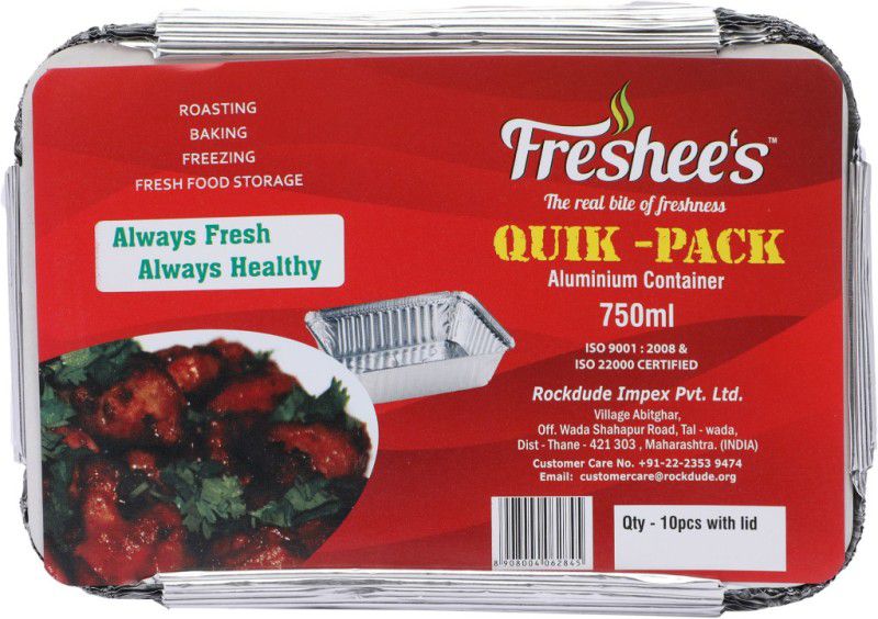 Freshee Quik - Pack Aluminium Container 750 ml Tray  (Pack of 10, Microwave Safe)