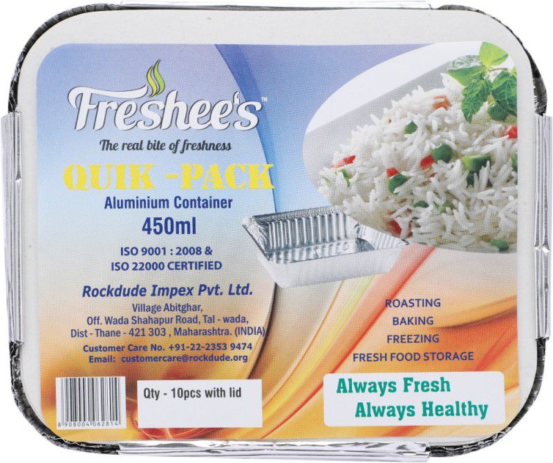 Freshee Quik - Pack Aluminium Container 450 ml Tray  (Pack of 10, Microwave Safe)