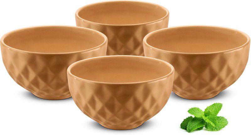Prism Ceramic Serving Bowl  (Orange, Pack of 2)