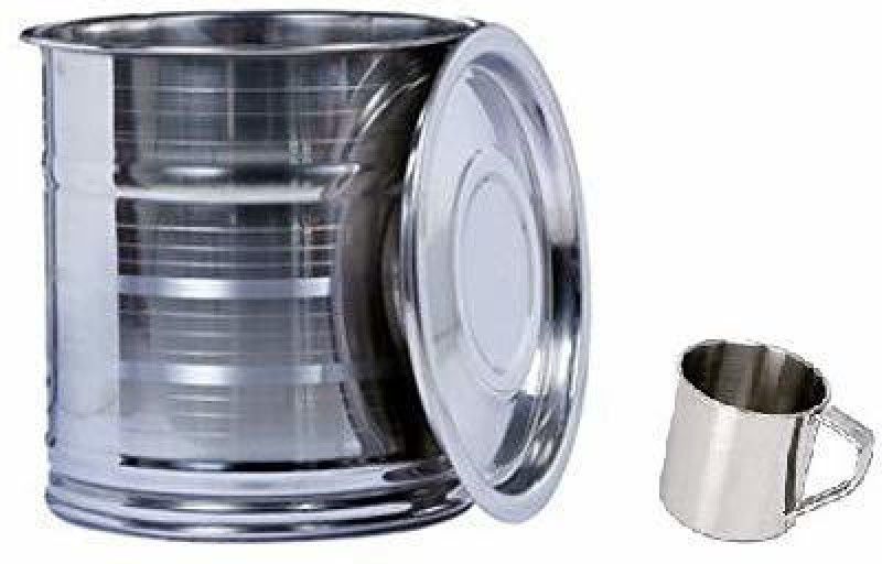 RATIONBASKET Stainless Steel Atta Drum/Water (10 Kg) 10 L Drum  (Steel, Pack of 1)