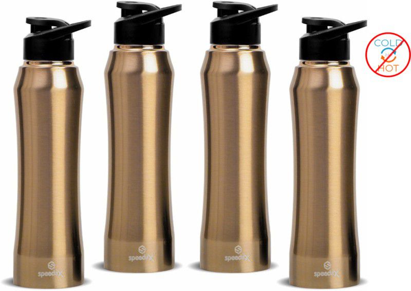 SPEEDEX Stainless Steel Water Bottle for Fridge Office Home School Sports Boys & Girls 1000 ml Bottle  (Pack of 4, Gold, Steel)