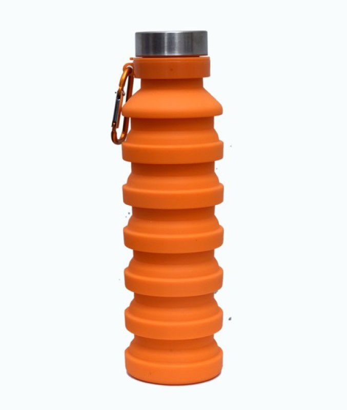 mohakart Silicon Fordable Bottle 500 ml Bottle  (Pack of 1, Orange, Silicone)