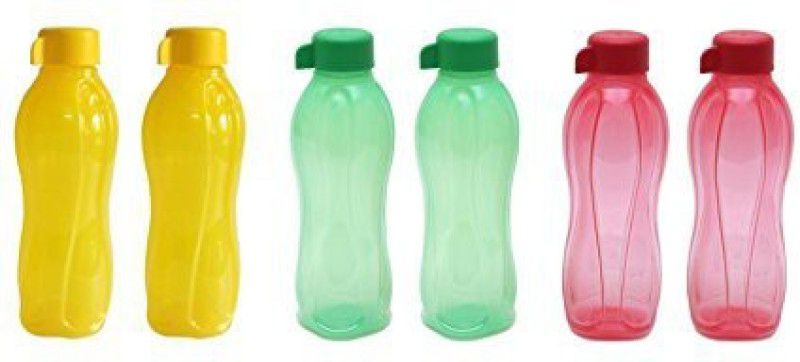 s.m.mart Tupperware PET Aqasafe 500 ml Bottle  (Pack of 6, Multicolor, PET)
