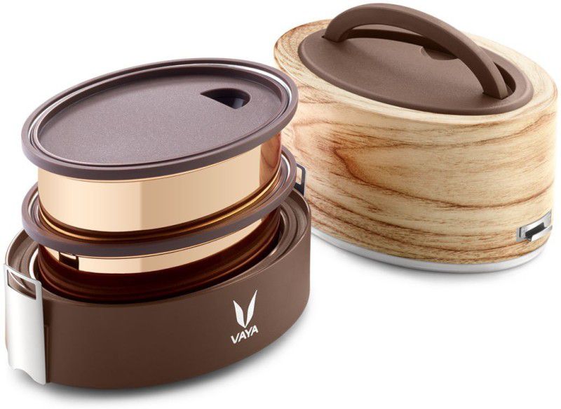 Vaya Tyffyn 600 ml Maple Copper-Finished Stainless Steel Tiffin Box without BagMat (Two 300 ml Containers) - 2 Containers Lunch Box  (600 ml, Thermoware)