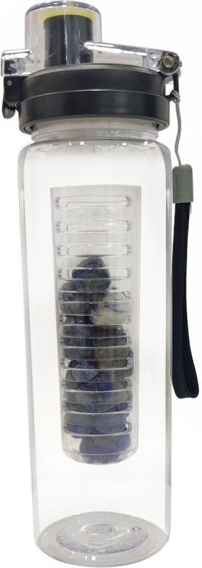 Shubhanjali Lapis Lazuli Tumble Stone Infused Plastic Water Bottle with Black Cap 1000 ml Bottle  (Pack of 1, Blue, Plastic)
