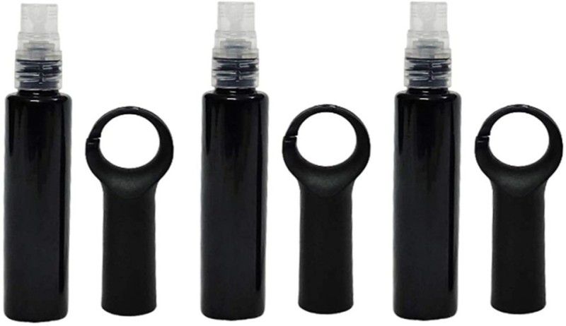 S K INDUSTRIES Empty Sanitizer Pocket Spray Bottle with Belt/Bag Hook 20 Ml (Pack of 3) 20 ml Spray Bottle  (Pack of 3, Black, Plastic)