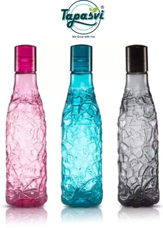 Mosaic Water Bottle 1000 ml Bottle  (Pack of 3, Multicolor, Plastic)