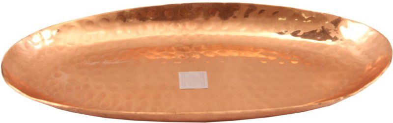 IndianArtVilla Copper Hammered Oval Tray Tray