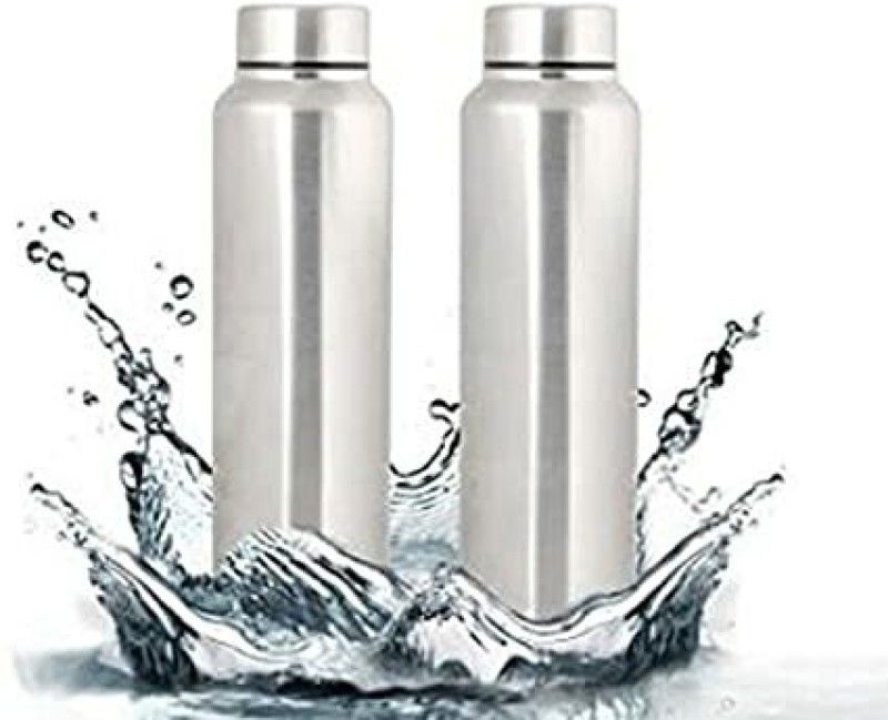 CrossPan Stainless Steel Water Bottle, Leak Proof for Office/School/College/Travel/ Gym 950 ml Bottle  (Pack of 2, Steel/Chrome, Steel)