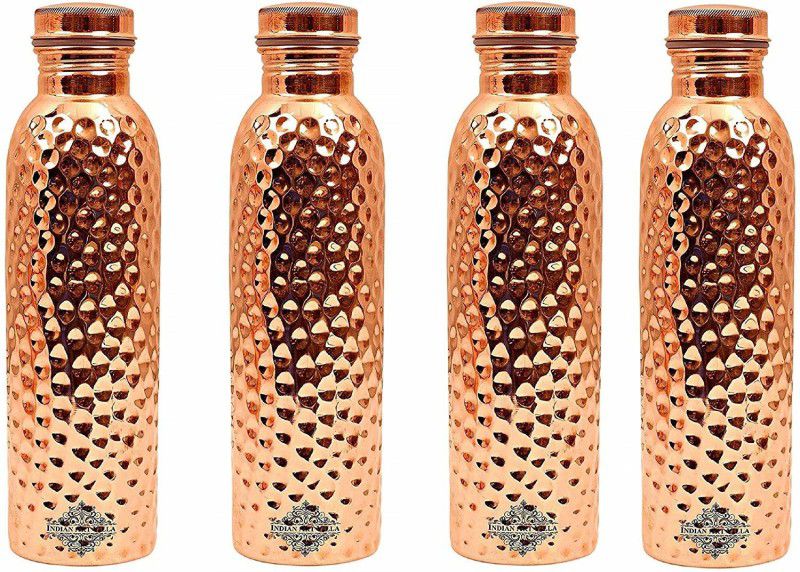 IndianArtVilla Hammered Thermos Design Copper Bottle 3000 ml Bottle  (Pack of 4, Brown, Copper)