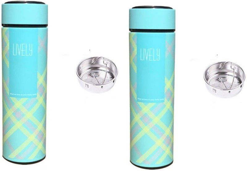 BENISON INDIA by Benison India vaccum double insulated leak proof/BPA free with infuser 500 ml Flask  (Pack of 2, Blue, Steel)
