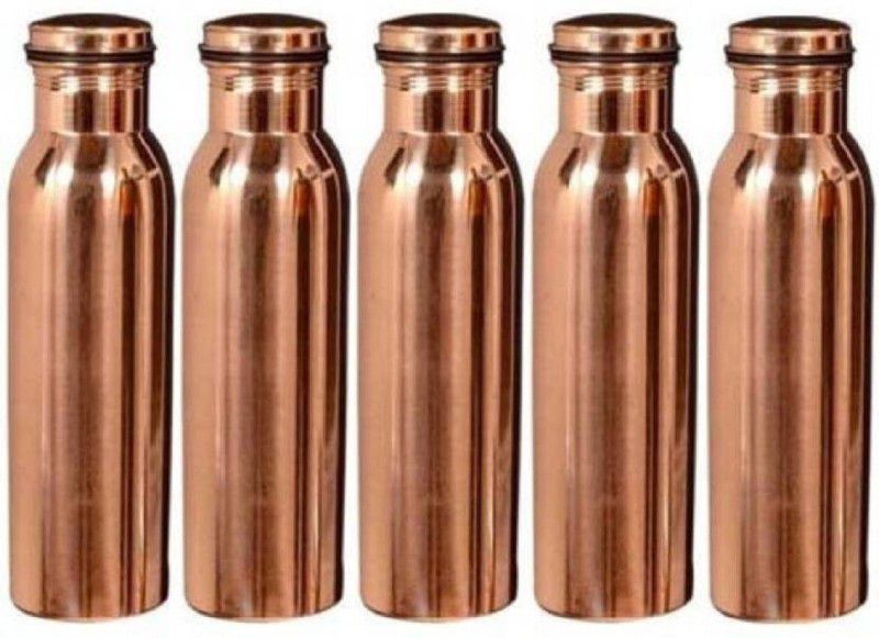Sunflower Pure Copper Water Bottle, Leak Proof & Joint Free for Ayurvedic Health Benefit Special coating from External body of bottle 650 ml Bottle  (Pack of 5, Gold, Copper)